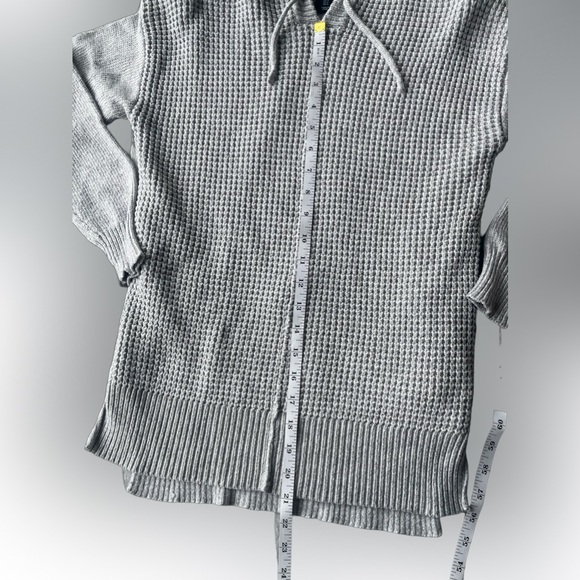 Cynthia Rowley Waffle Knit Gray Sweater Hoodie - Size Small - Picture 6 of 8